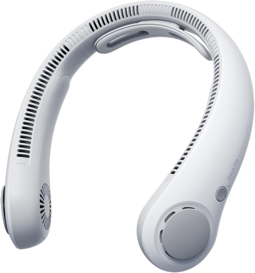 JISULIFE Portable Neck Fan — Hands-Free, 5 Speeds, 5000 mAh
