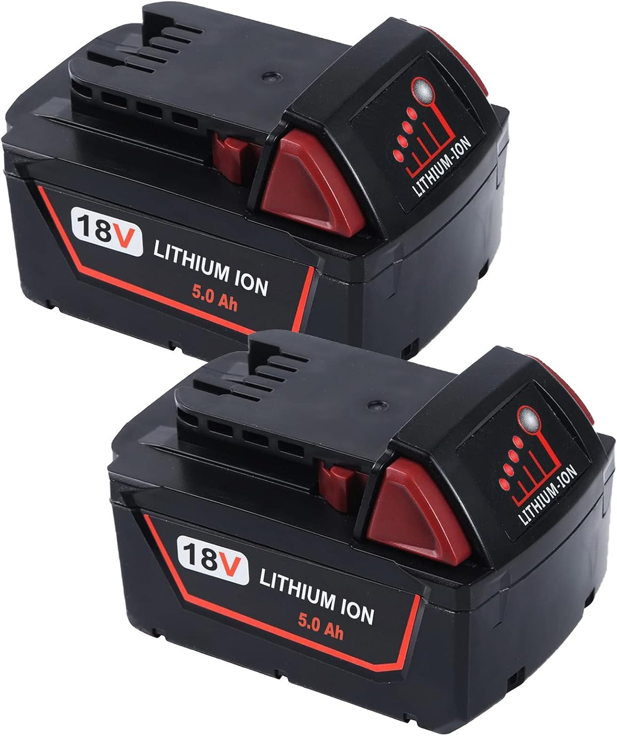DEWQKI 5.0Ah battery 2-pack, Milwaukee M18 compatible