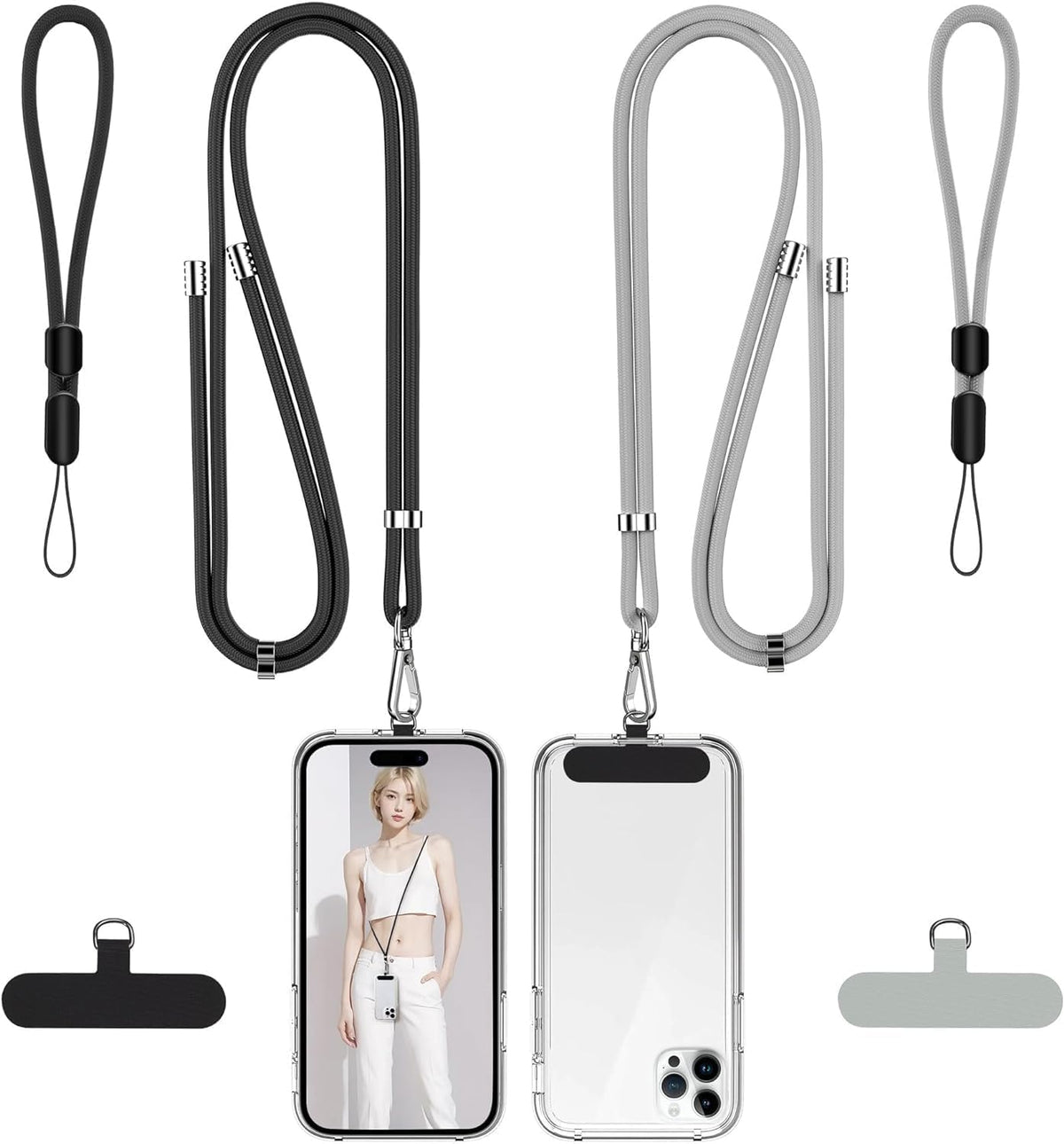 takyu Phone Lanyard Kit — 2 Crossbody + 2 Wrist Straps with Tether Tabs