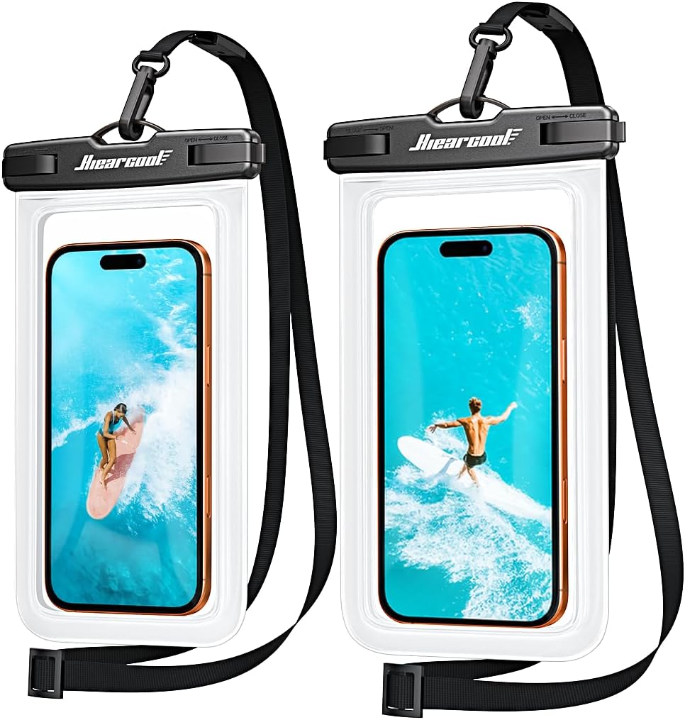 Hiearcool Waterproof Phone Pouch 2-Pack — Clear, Wear It on a Lanyard