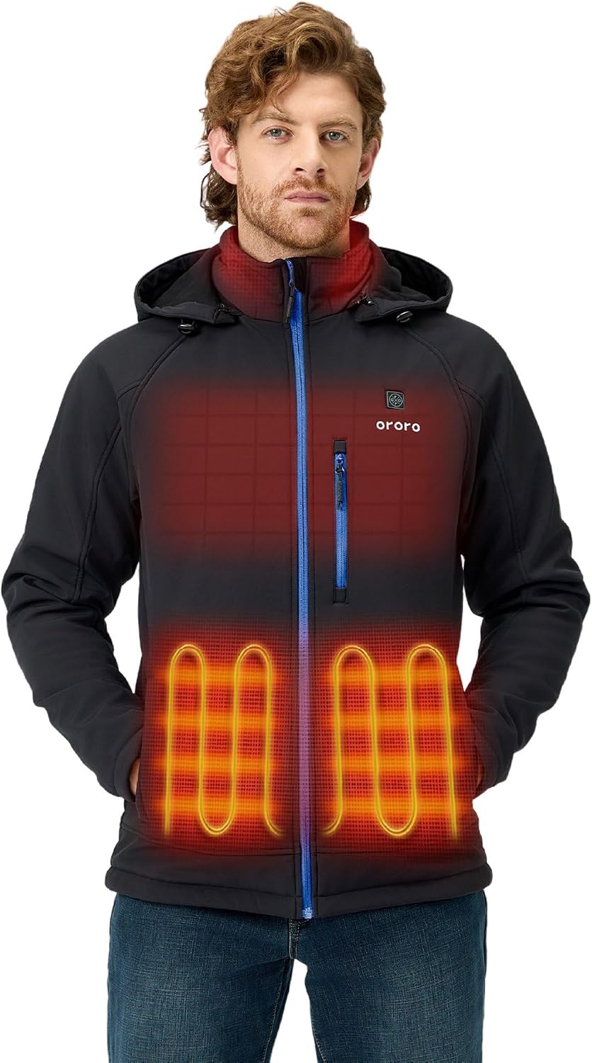 ORORO Men's Classic Heated Jacket — Battery Softshell for Cold Fest Nights