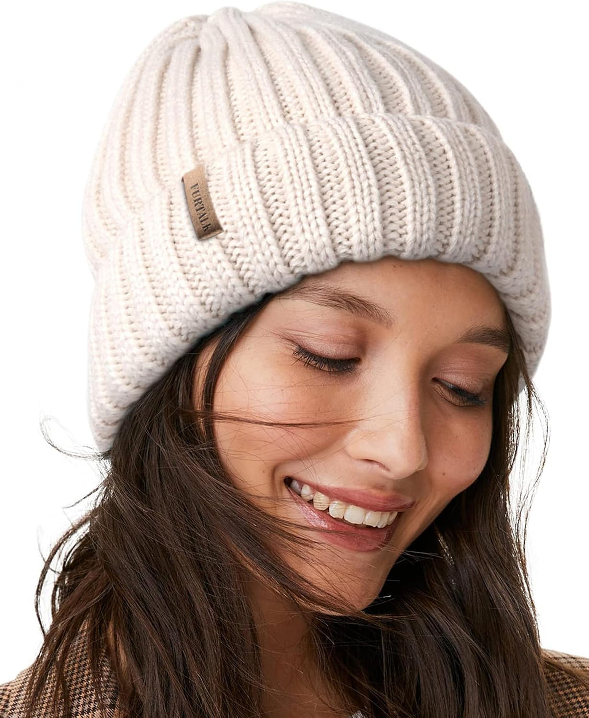 FURTALK Fleece-Lined Cable Knit Beanie — Warm Head, Easy Pack