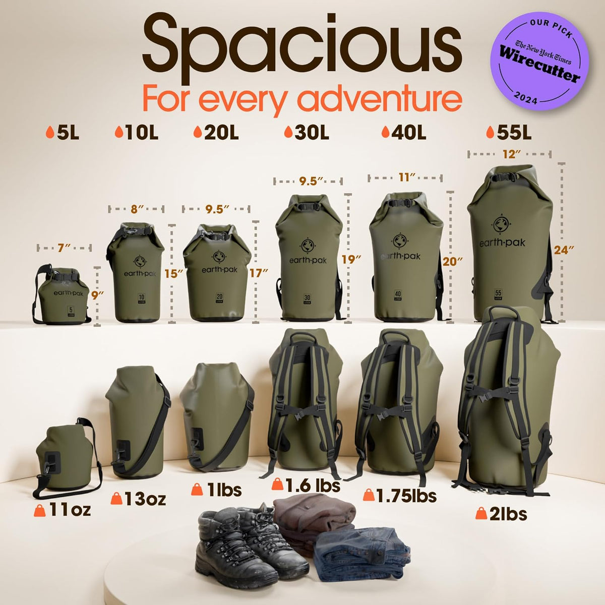 Earth Pak 20L Waterproof Roll-Top Dry Bag