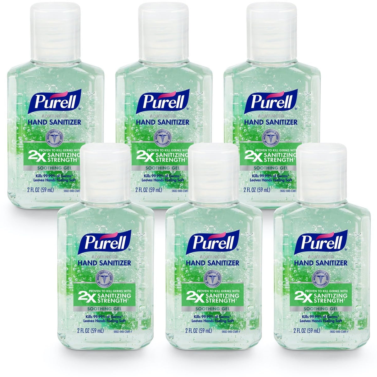 Purell Hand Sanitizer Gel Travel Bottles — 6 × 2 oz