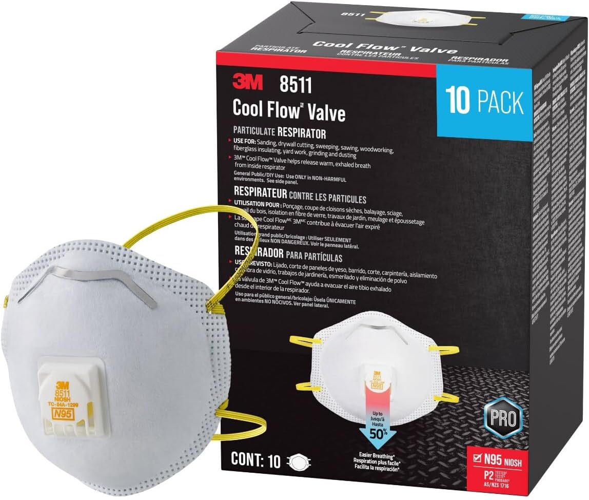 3M N95 Respirators 10-Pack (8511 Cool Flow Valve)