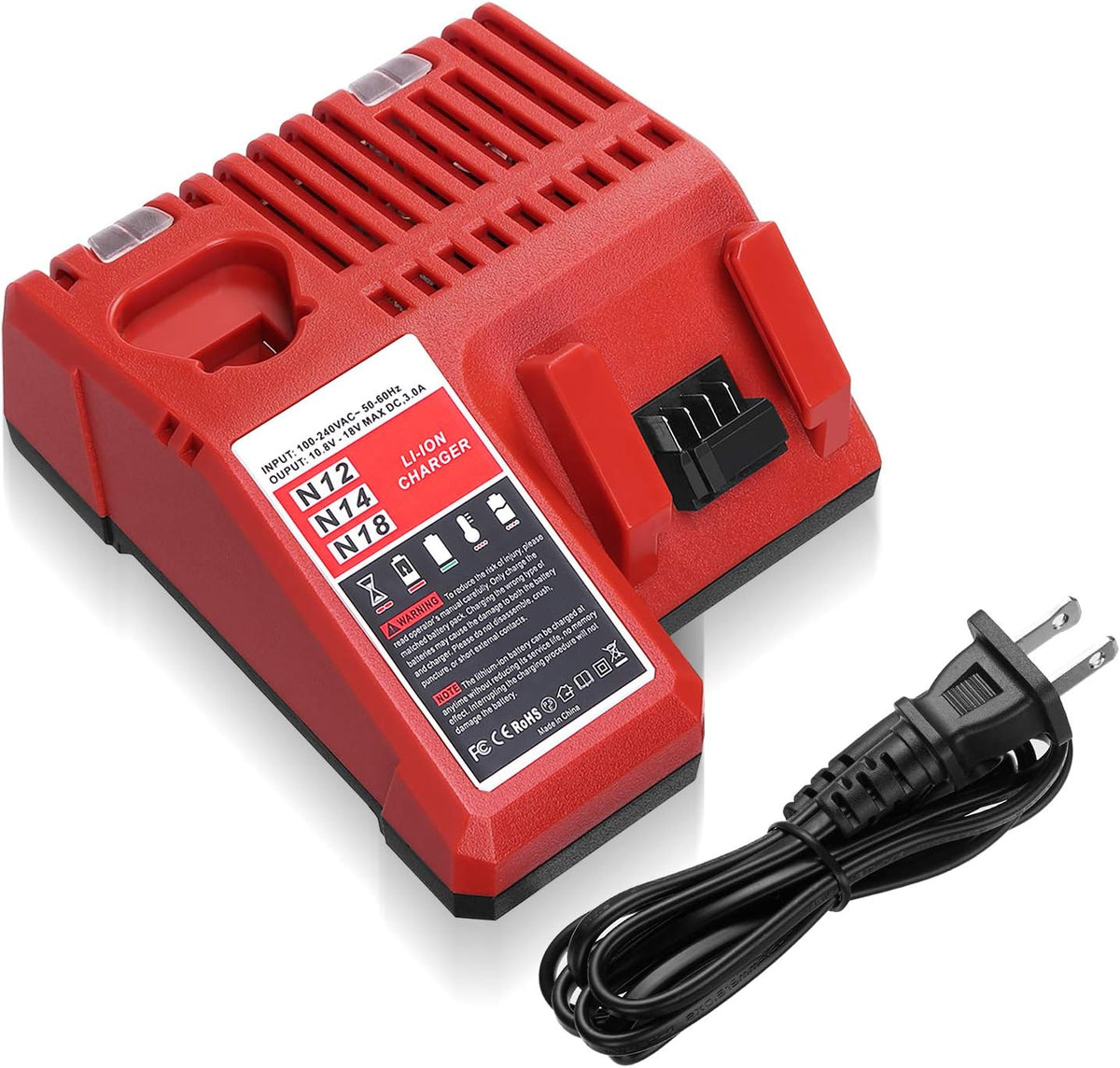 Powerextra rapid charger for Milwaukee M12 and M18 batteries