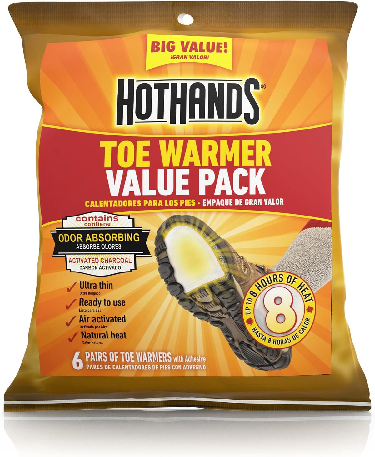 HotHands Toe Warmers 6-Pair — Air-Activated Heat for Cold Boots