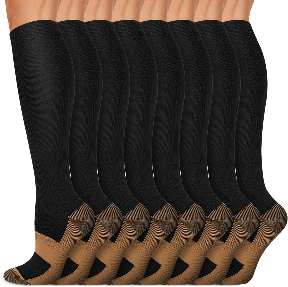 Iseasoo Compression Socks 15–20 mmHg — 8 Pairs