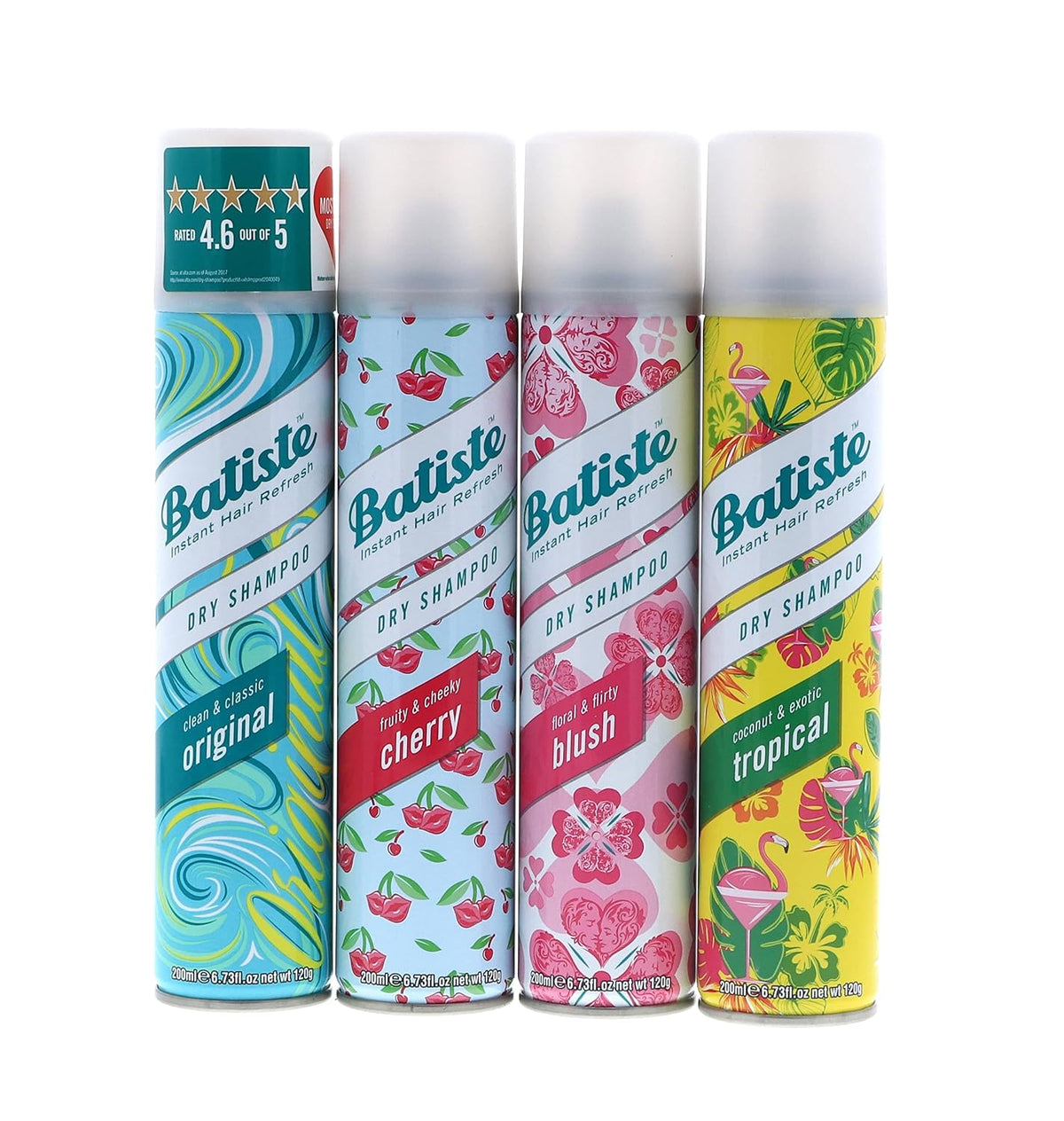 Batiste Dry Shampoo 4-Pack — Original, Cherry, Blush, Tropical