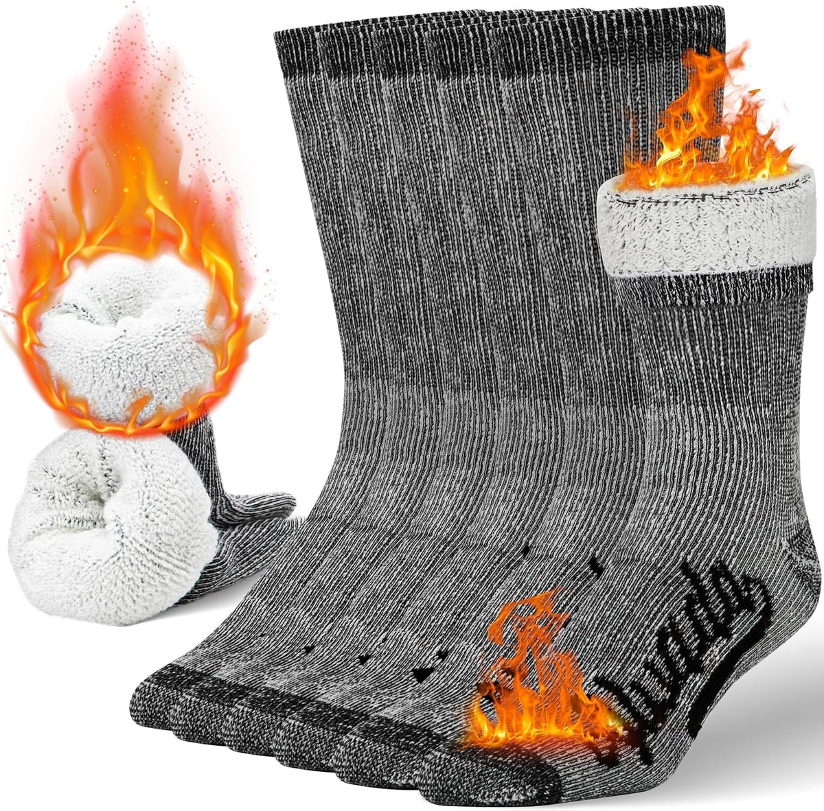 Alvada Merino Wool Crew Socks 3-Pair — Warm, Dry Fest Feet