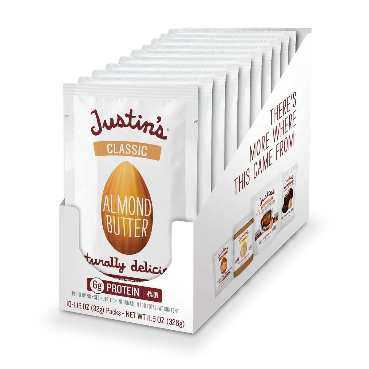 Justin's Classic Almond Butter squeeze packs box