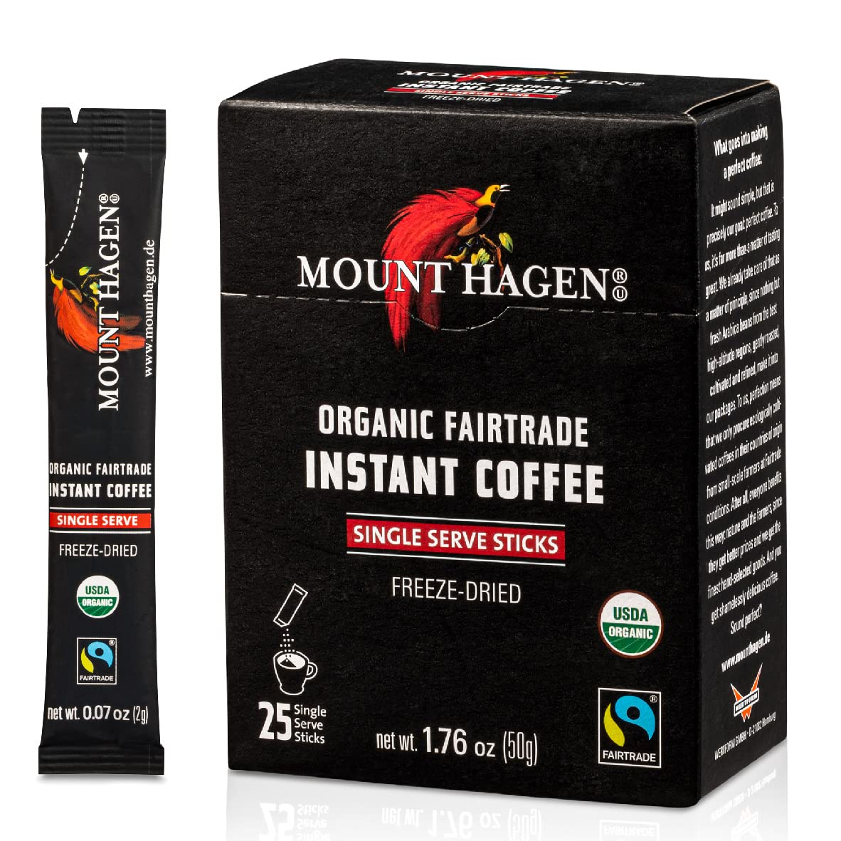 Mount Hagen organic instant coffee single serve sticks box