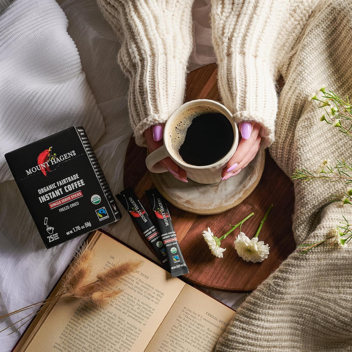 Mount Hagen organic instant coffee single serve sticks box — photo 3