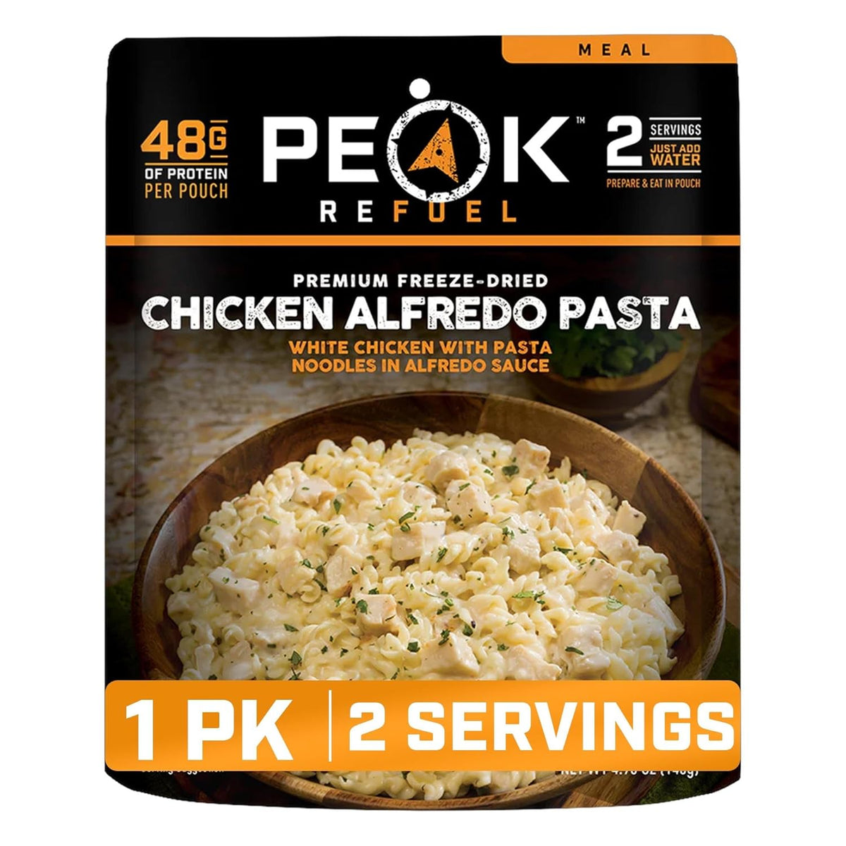 Peak Refuel Chicken Alfredo Pasta freeze-dried meal pouch