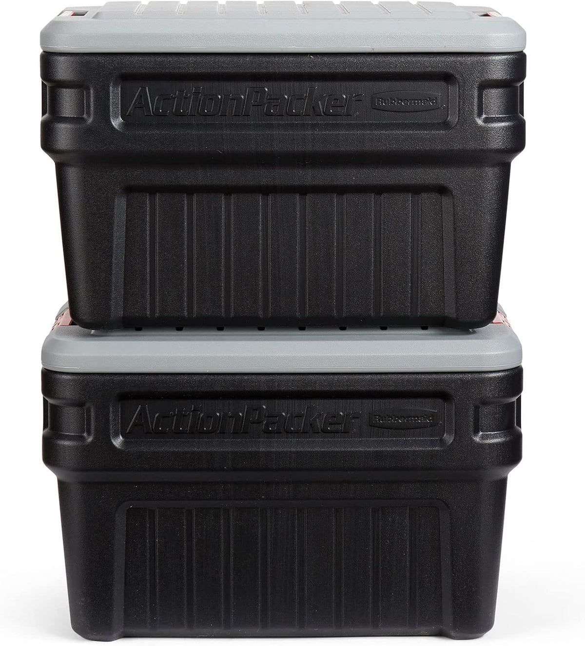 Two Rubbermaid ActionPacker 24 gallon lockable storage boxes — photo 2