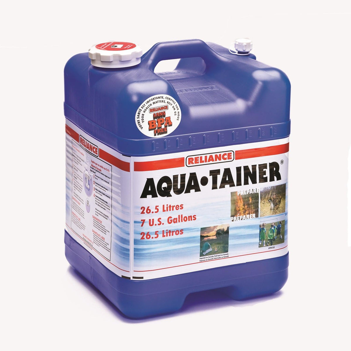 Reliance Aqua-Tainer 7 gallon rigid water container with spigot