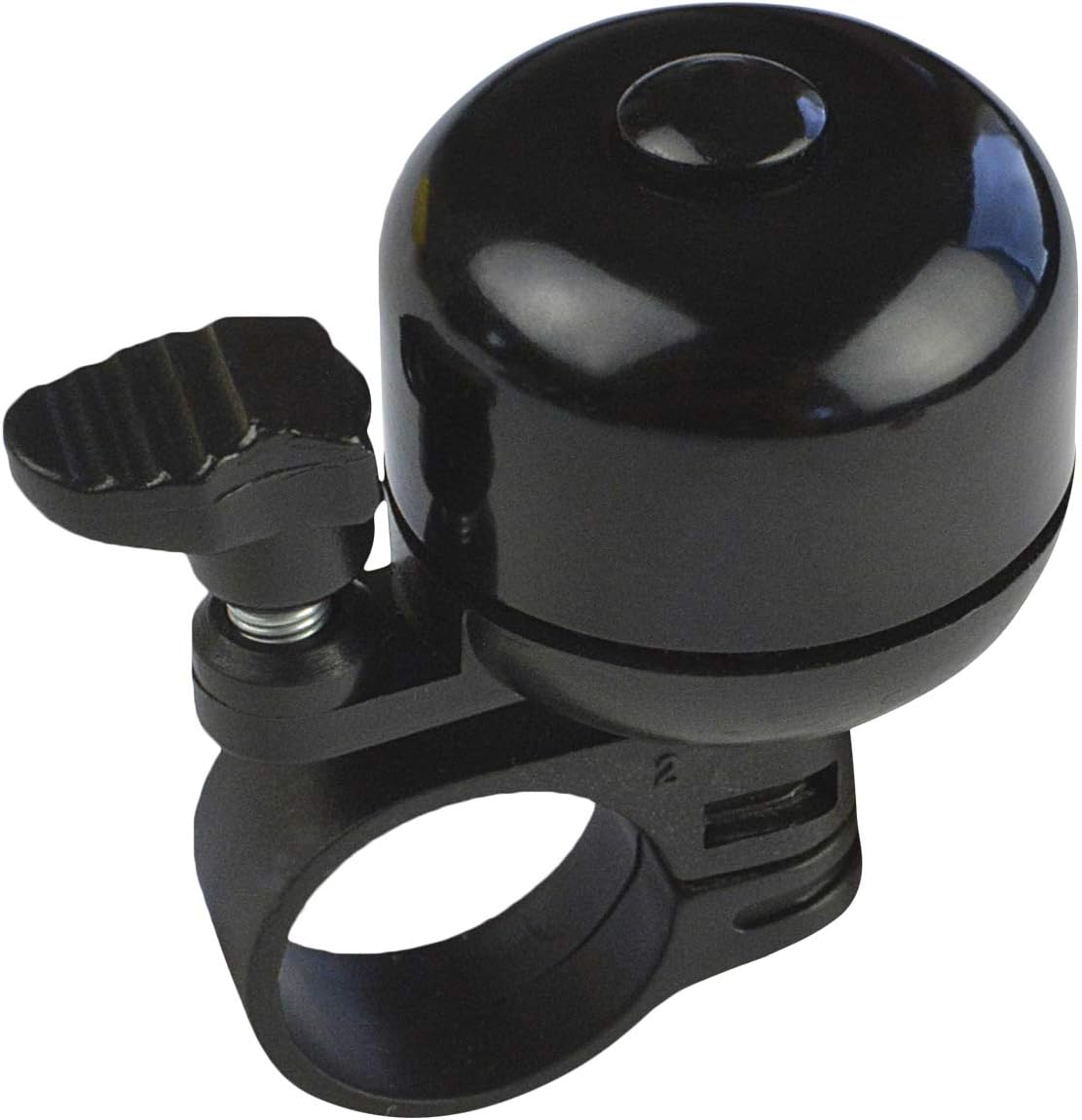 BIRIA compact black alloy mini bicycle bell mounted on handlebar