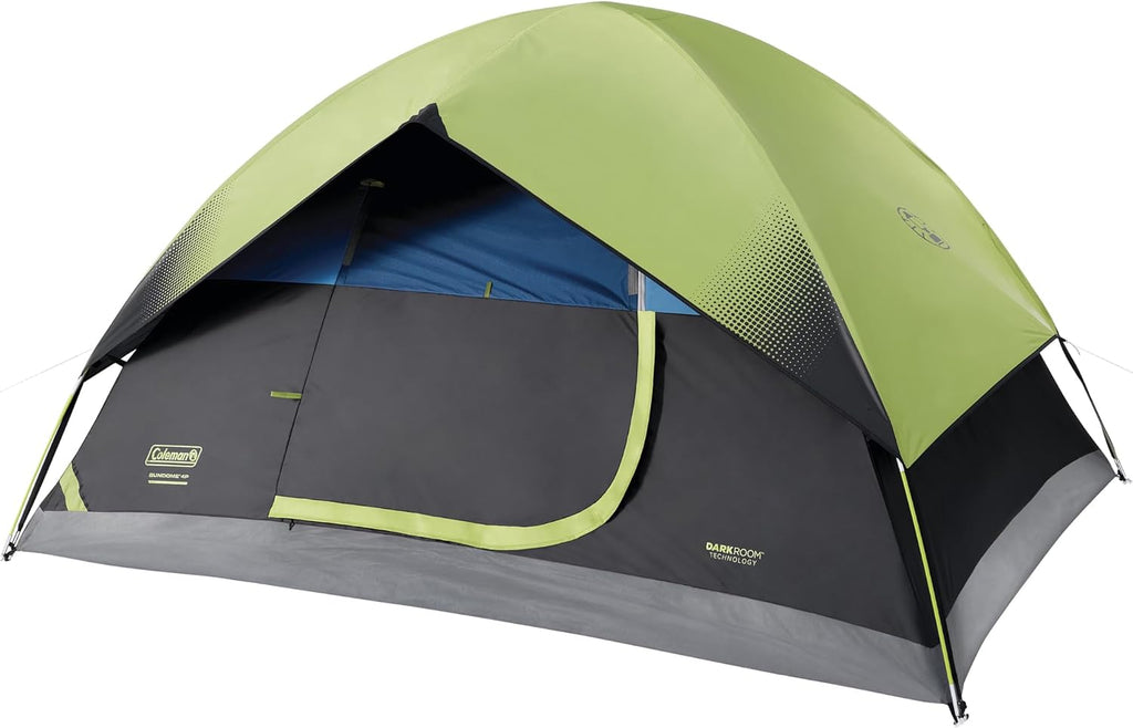 Coleman Sundome Dark Room 4-person tent that blocks daylight for festival sleep