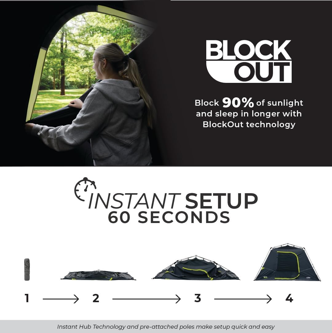 CORE BlockOut 6-person instant cabin tent for festival dark sleep with standing height — photo 3
