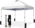 CROWN SHADES white 10x10 one-push CenterLok pop up canopy with STO-N-Go roller bag silver coated top