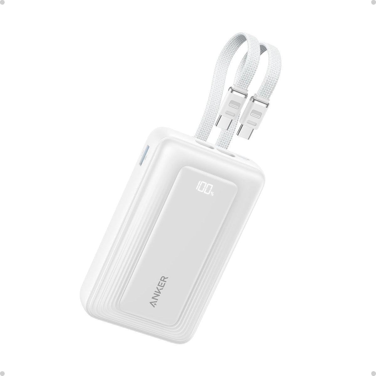 Anker 20000mAh 45W portable charger with dual built-in USB-C cables for festival camp charging