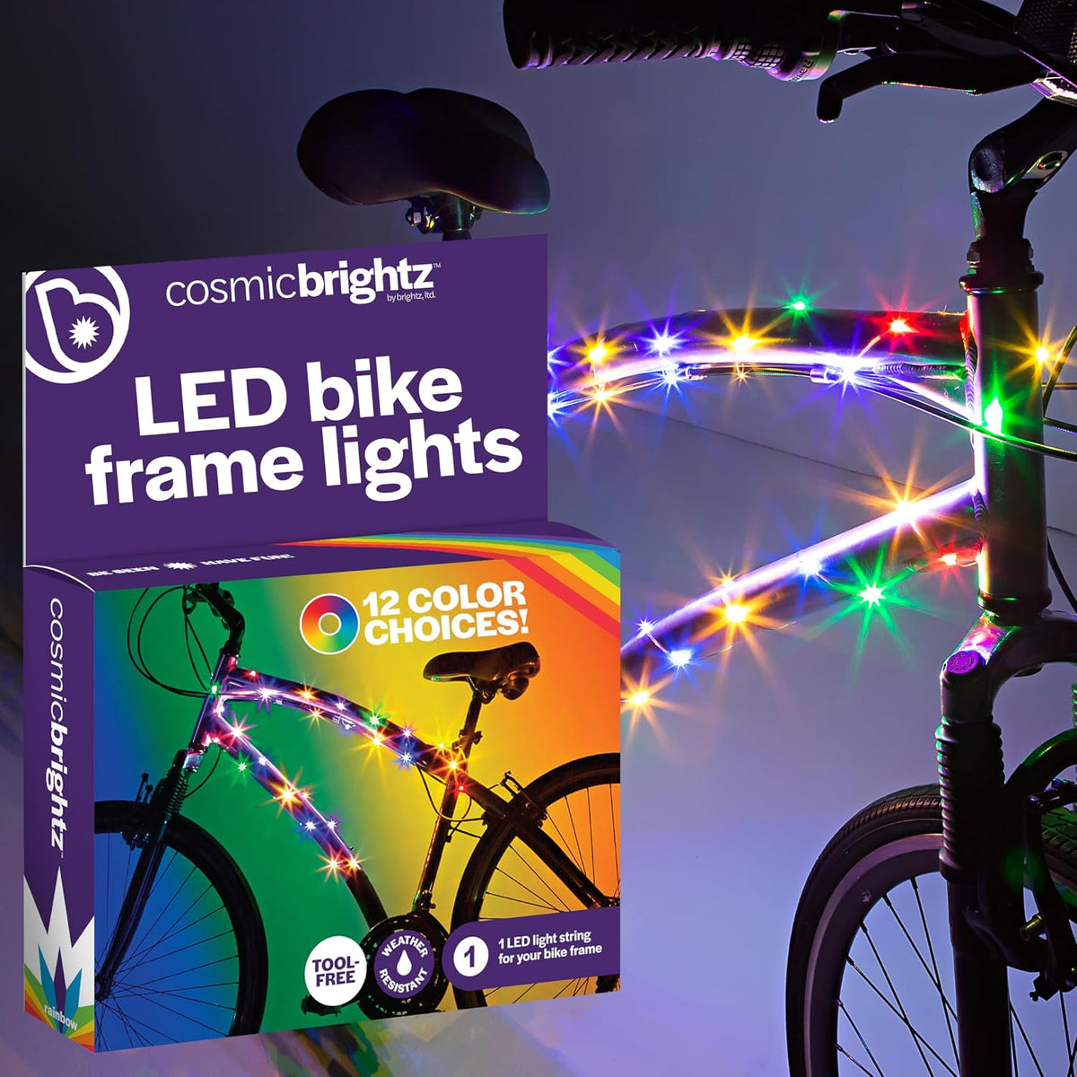 Brightz CosmicBrightz rainbow LED silicone bike frame rope light about 6.5 feet