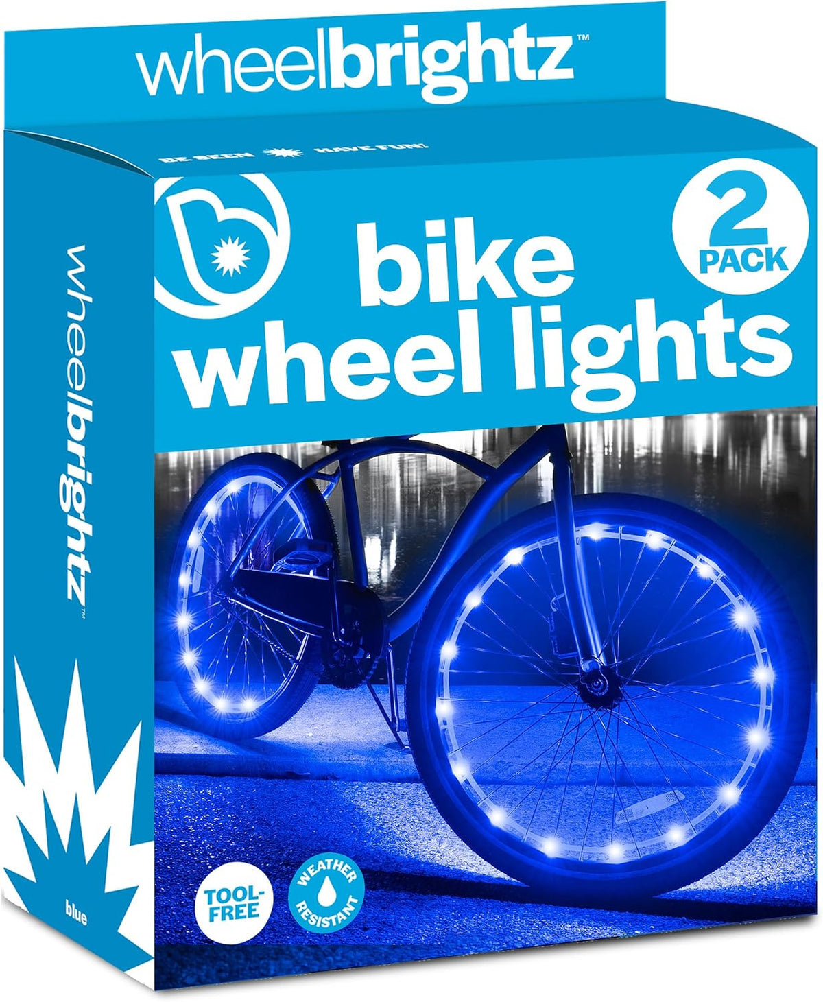 Brightz WheelBrightz blue LED bike wheel lights two-pack for night riding