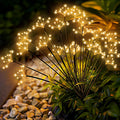 YaaFen warm white solar swaying starburst firefly garden stake lights four-pack