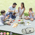 ZAZE extra large 80x80 waterproof foldable gingham picnic outdoor blanket for festivals