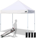 Eurmax USA white 8x8 commercial pop up canopy with roller bag and sandbags