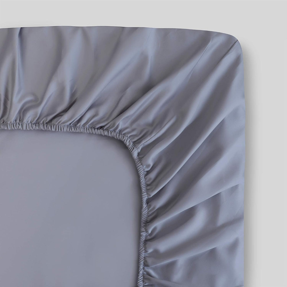 FABDREAMS light gray organic cotton twin fitted sheet elastic deep pocket dust barrier