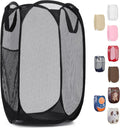 Handy Laundry collapsible mesh pop-up laundry hamper with side pocket black