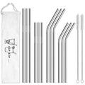 Hiware 12-pack reusable stainless steel drinking straws with carry pouch and cleaning brushes