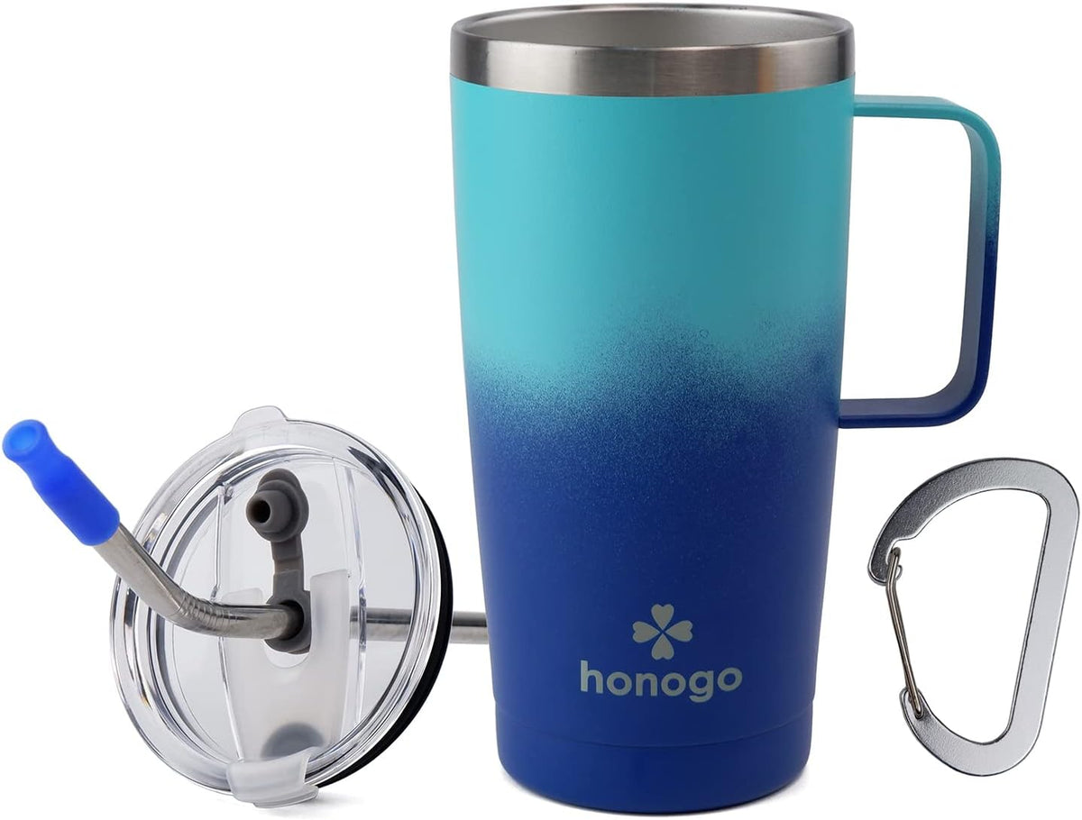 20 oz stainless vacuum insulated tumbler with lid straw handle and bonus carabiner