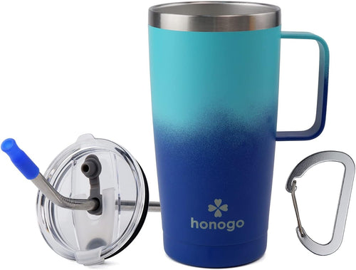 20 oz stainless vacuum insulated tumbler with lid straw handle and bonus carabiner