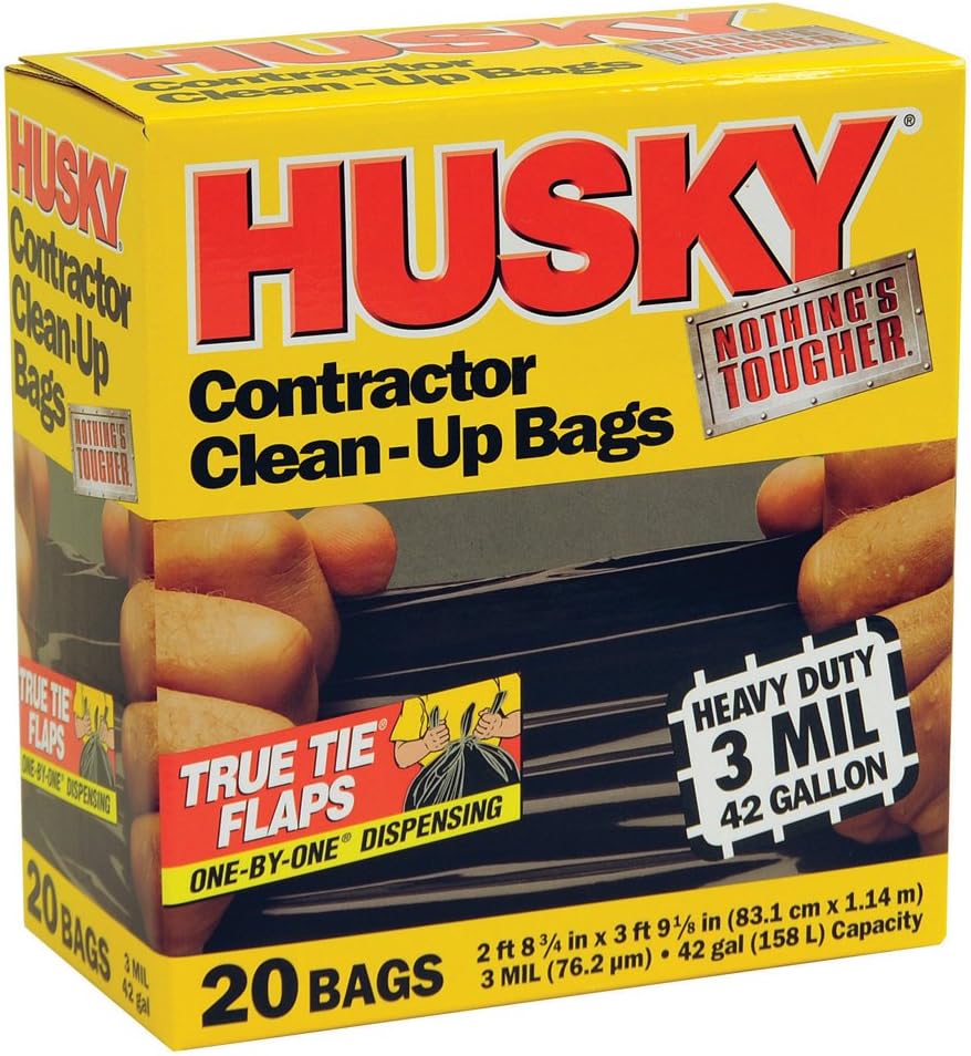 Husky 42-Gal Contractor Bags 20-Count — Leave-No-Trace Cleanup | Dustproof Supply