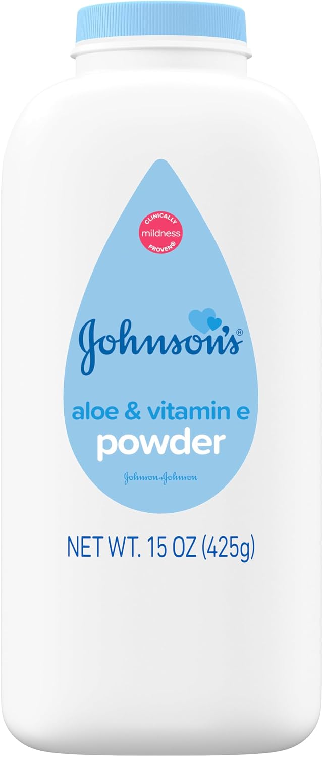 Johnson's Baby Powder with cornstarch aloe vitamin E 15 oz bottle
