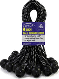 Kotap BB-9B 9 inch ball bungee cords 25 pack black nylon balls for tarp canopy