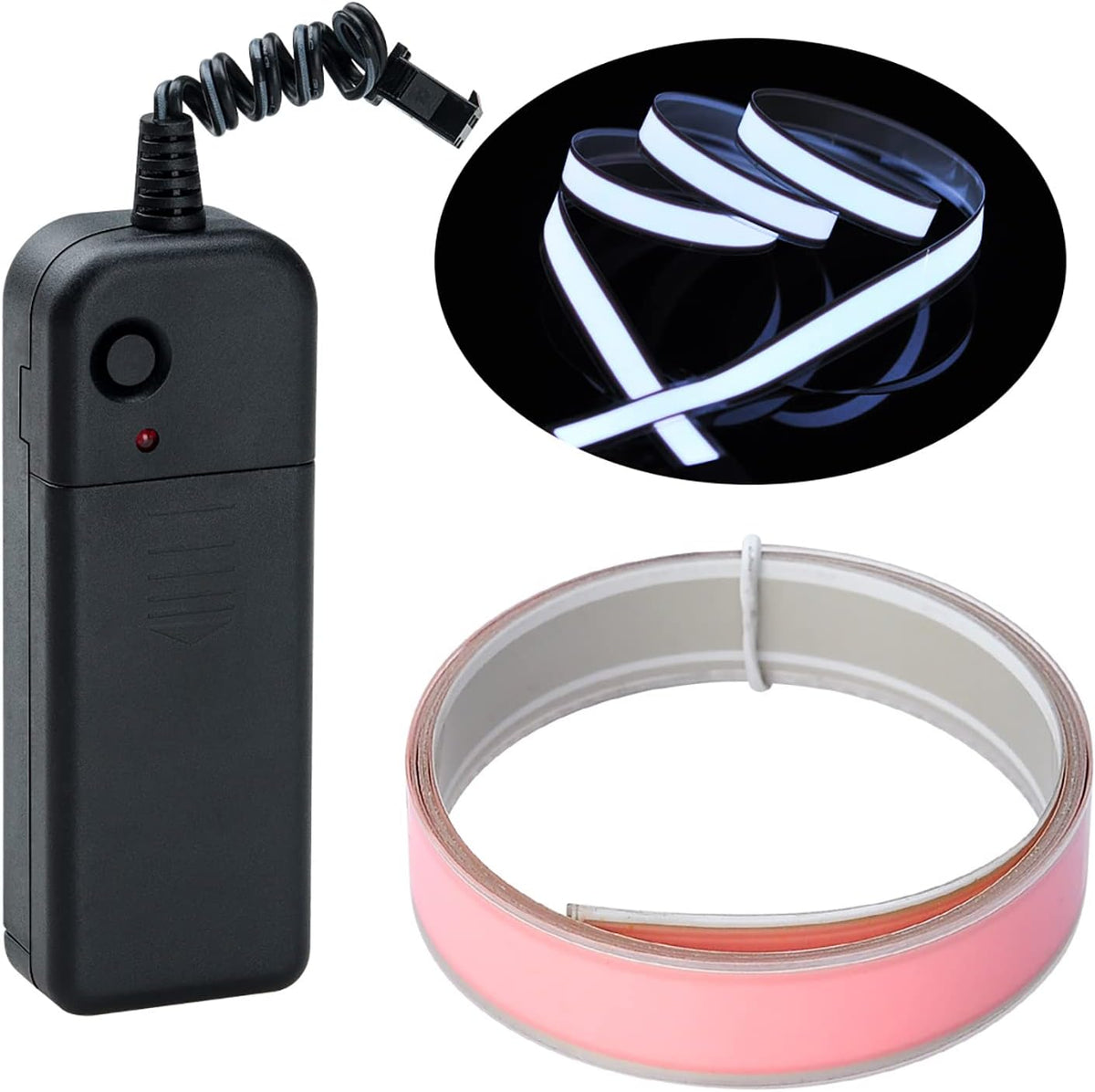 Lychee blue electroluminescent EL tape belt 1 meter with battery pack controller