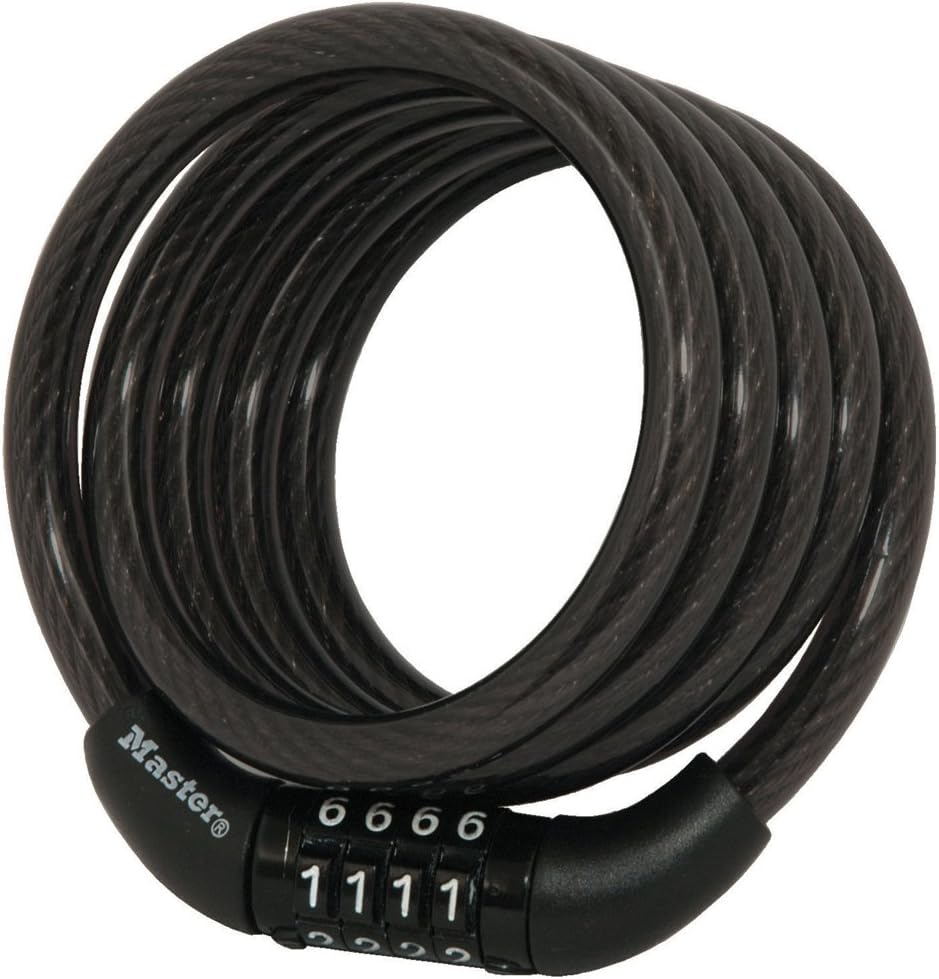 Master Lock 8143D 4 foot combination cable bike lock coiled black vinyl