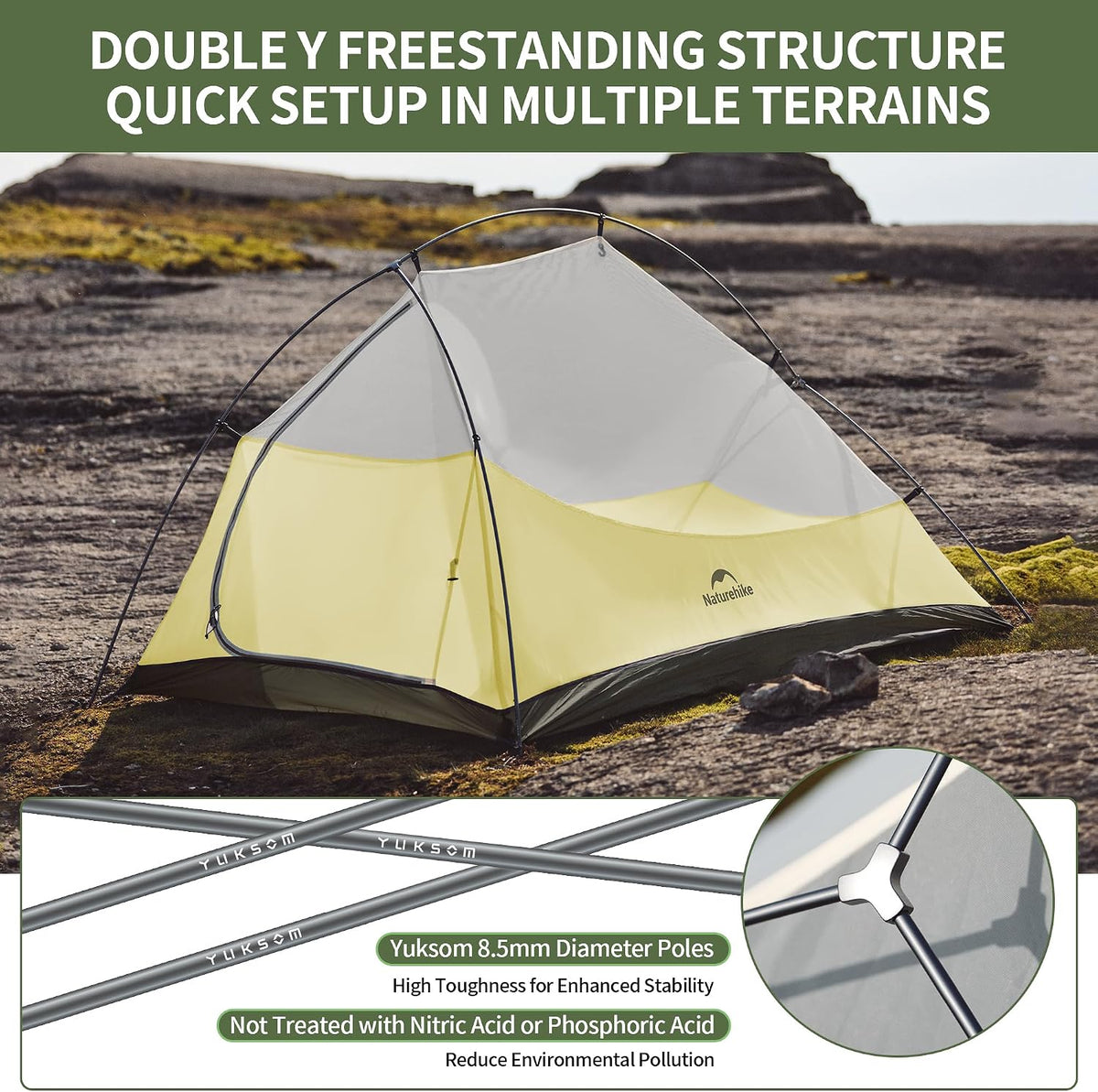 Naturehike Cloud-Up 2-person ultralight freestanding backpacking tent with footprint — photo 3