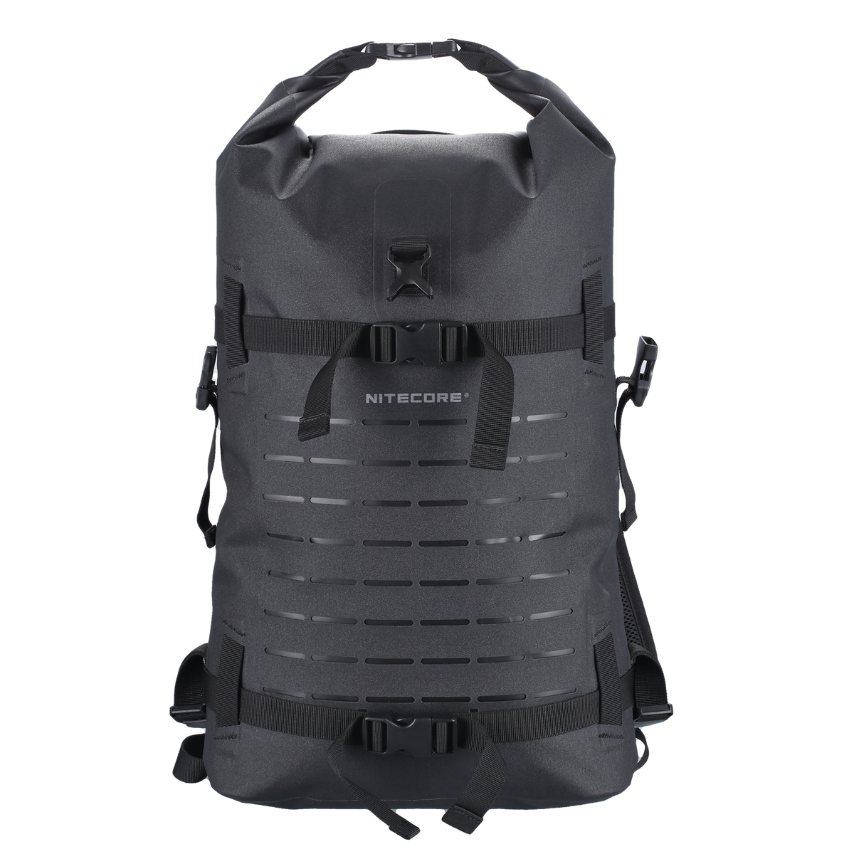 Nitecore WDB20 black 20 liter waterproof roll-top dry bag backpack with MOLLE slots