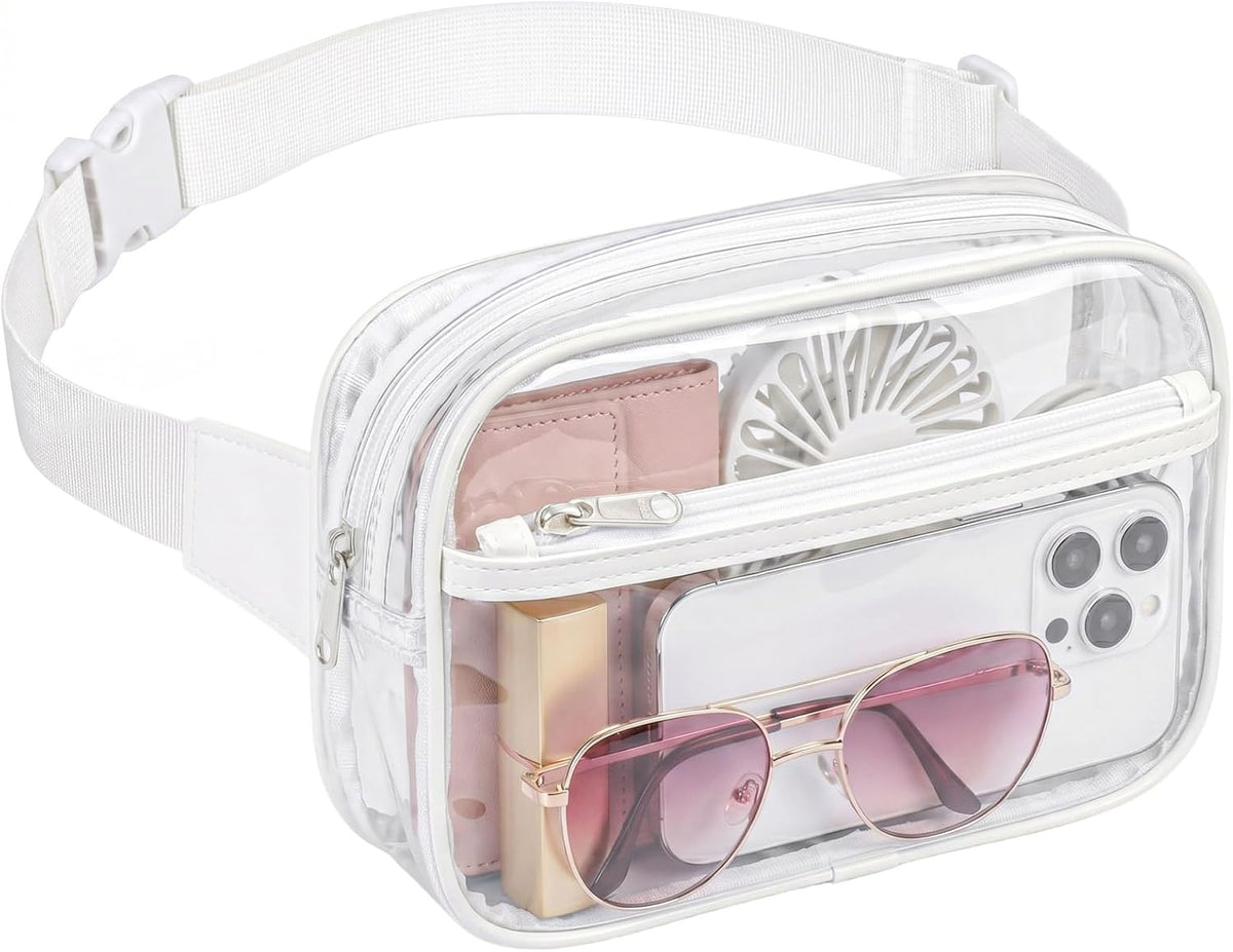 Packism clear stadium approved fanny pack waist belt bag transparent PVC 2 pack