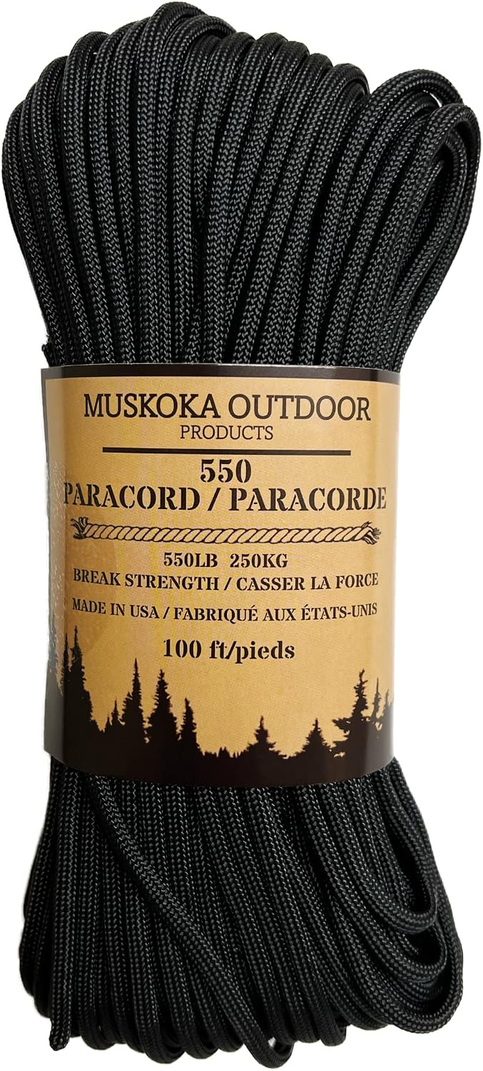 550 Paracord 100 ft Black — Camp Utility Cord | Dustproof Supply