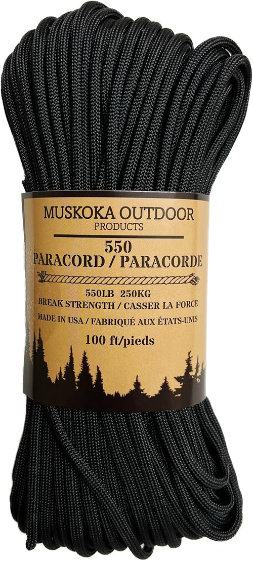 550 Paracord 100 ft Black — Camp Utility Cord | Dustproof Supply