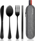 Quatish portable stainless steel travel utensils cutlery set with carrying case