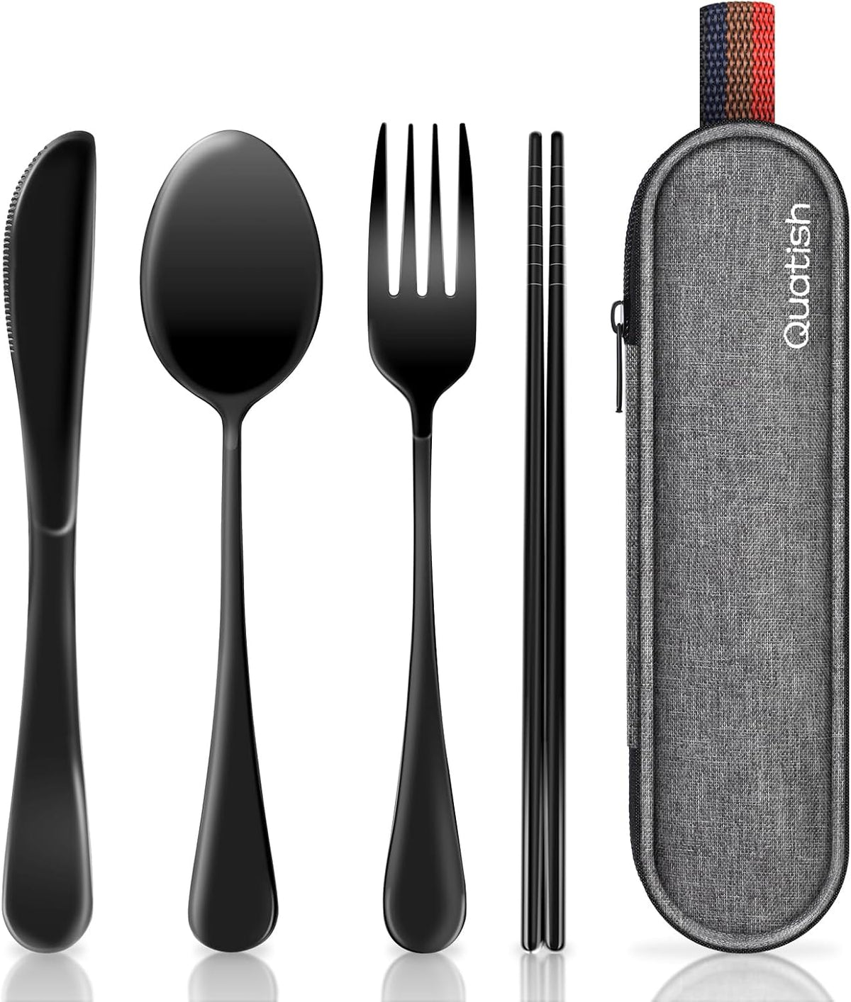 Quatish portable stainless steel travel utensils cutlery set with carrying case