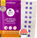 SpotMyUV sunscreen UV detection stickers 16 count purple SPF indicator dots