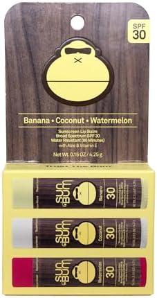 Sun Bum SPF 30 sunscreen lip balm 3 flavor variety pack banana coconut watermelon